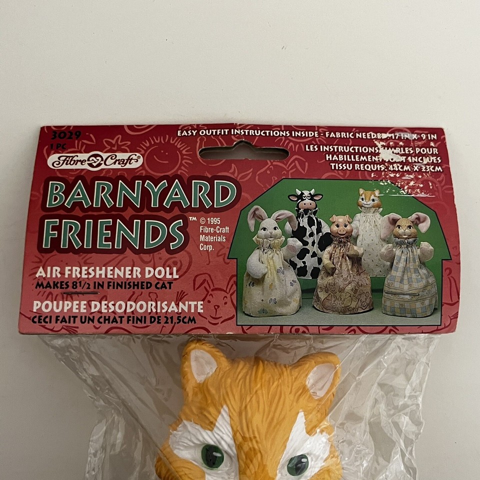 Fibre Craft Barnyard Friends 3029 Cat Air Freshener Doll Head 1995 NEW