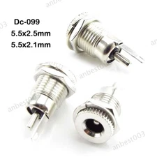 DC-099 DC 5.5x2.5mm 5.5x2.1mm Power Socket Female Panel Mount Connector metal