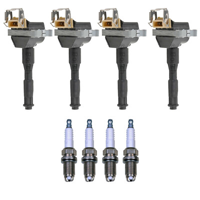 Bosch 4 Ignition Coil Denso 4 U-Groove Spark Plug Kit For E30 E36 318i 318is L4