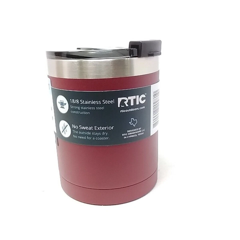 Vaso de bola baja de acero inoxidable con aislamiento al vacío RTIC 12 oz granate Foto 3 de 3