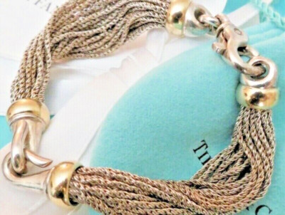 Tiffany & Co. Sterling Silver 18K Yellow Gold Twist Rope Mesh Hook