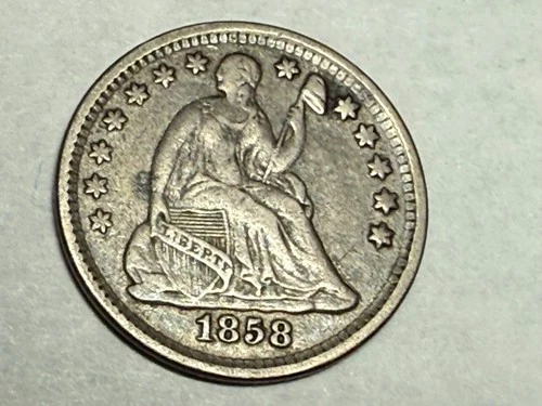 1858 XF SEATED LIBERTY silver U.S. half dime. #ur1