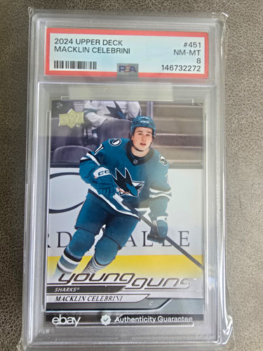Upper Deck 2024-25 Series 2 Young Guns #451 Celebrini RC PSA 8 Sharks 146732272