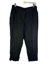 Vintage 90s Womens 12 Petite Black Irish Linen Cropped Ankle Pants Artsy