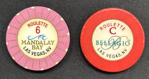 2 Las Vegas ROULETTE Mandalay Bay 6 & Bellagio C Gaming Chips | eBay