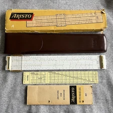 Vintage German 1960s ARISTO 0971 Hyperbolog Engineers Slide Rule Case Manual Box