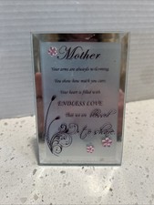 Mother's Day Glass Stand Up Plaque Mother's Poem Flowers Mom Gift Decor