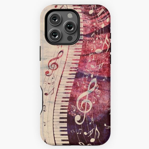Piano Keyboard with Music Notes Grunge iPhone 11-16 Pro Max Tough Case Samsung G