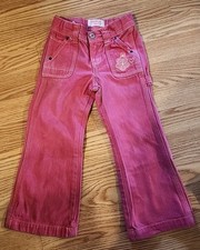 OshKosh B  Gosh Pink Stitch Floral Embroidered Jeans Girl Size 5 Adjustable Waist