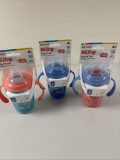 Nuby Grip N' Sip Soft Spout Trainer Baby Cup, No Spill Cup 4m New 3 Pack G111
