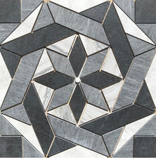 22 1/4" x 22 1/4" Porcelain Tile Medallion Accent Mosaic A15 