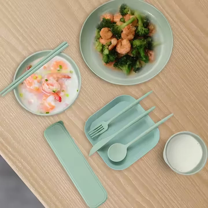 Green Wheat Straw Dinnerware Set 16pcs/Set Durable - Reuseable - Image 3 of 3