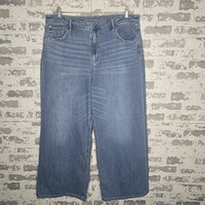 American Eagle Jeans Womens 18 Super High Rise Baggy Wide Leg Denim Bohemian