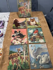Vintage Saalfield Nature Picture Puzzles Set of 6 w Original Box Complete RARE