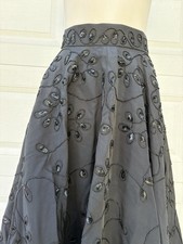 Vintage 1950's Circle Skirt Sequins Beaded Black Miss America Waist 25 XS