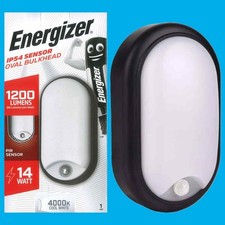 14W Energizer LED IP54 PIR Motion Sensor Oval Bulkhead, 4000K, Wall Light Lamp