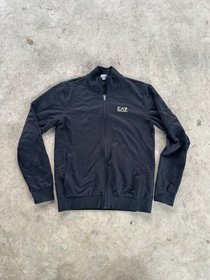 Emporio Armani EA7 Hoodie Men Medium Black Full Zip Core ID Tracksuit Top Jacket