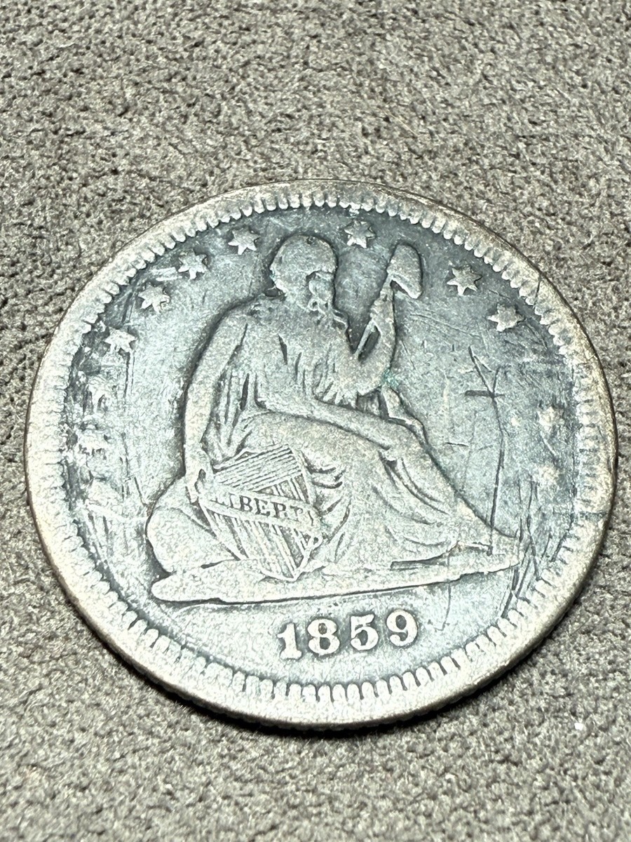 1859 Seated Liberty Silver Quarter Dollar Love Token 90 Percent