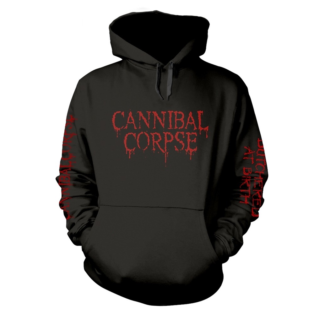 CANNIBAL CORPSE - BUTCHERED AT BIRTH (EXPLICIT) BLACK Hooded Sweatshirt Small