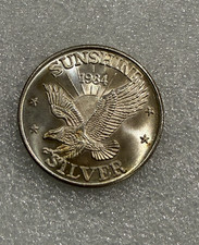 Vintage 1984 Sunshine Mining 1 oz .999 Silver Round ~ Eagle & Sun Rays 98.20 per troy oz