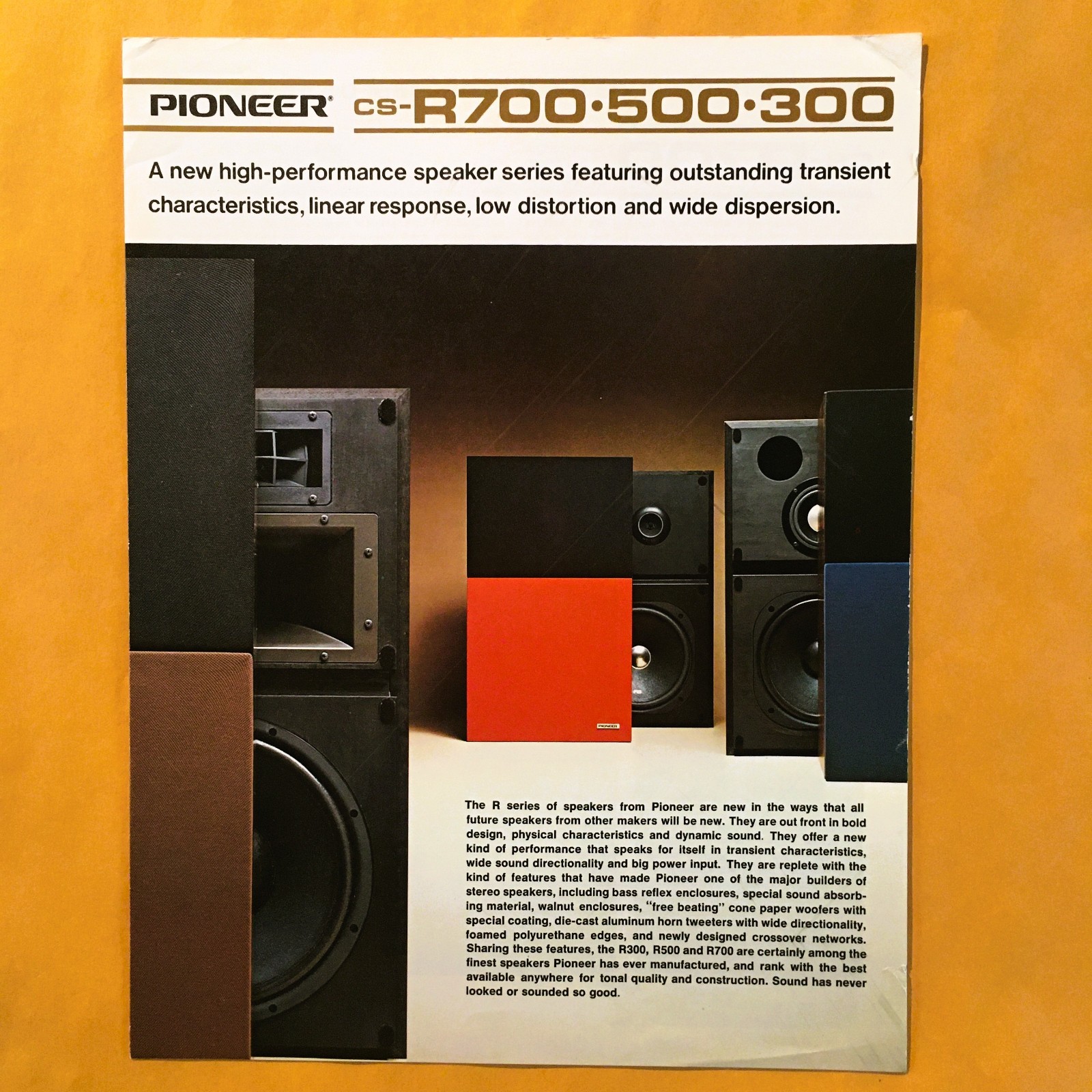 Original Pioneer CS-R700 CS-R500 CS-R300 Speaker Brochure - NOS and Uncirculated