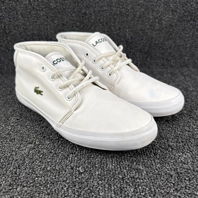 Lacoste Sport Ampthill White Leather  Mid Top Casual Sneakers Men s Size US 6.5