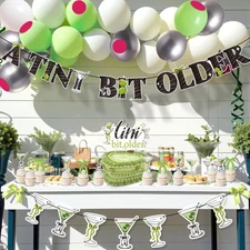 EASY JOY 40PCS Martini Birthday Party Decorations with A Tini Bit Older Banne...