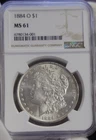 1884 O US Morgan Silver Dollar $1 NGC MS61