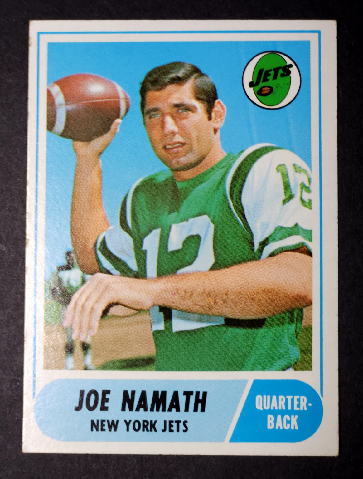 1968 TOPPS FOOTBALL #65 JOE NAMATH *C* NEW YORK JETS *HOF* *EXCMT*