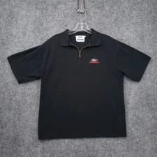 Ford Racing Polo Shirt Men Medium Black Kustom Kit 1/4 Zip Short Sleeve Collared