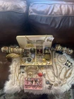 Vtg Lot GoldTone Accessories Signed French Jewelry Casket Trinket Boxes Art Deco