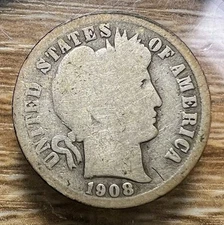 1908-S Barber Dime - Actual Coin Shown - Free Shipping & Tracking INV#116