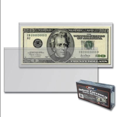 100 Pack Large 2 Mil Soft Poly Currency Sleeves For US Dollar Bills (Buy 3 Get 1 Free!)