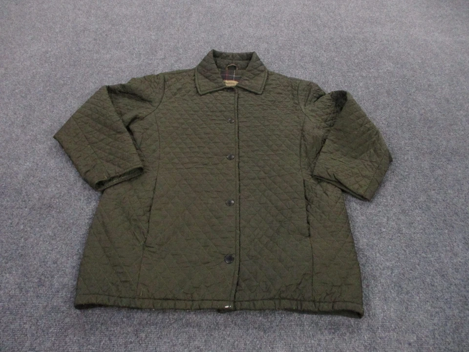 Barbour Jacket Adult 12 Green Flyweight Cavalry Quilt Equestrian Riding Womens - Image 2 of 4