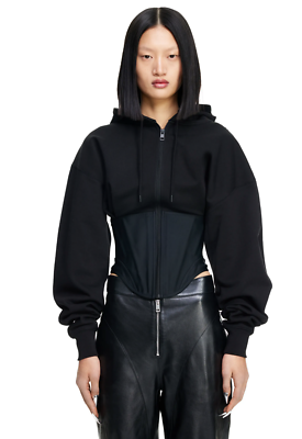 H&M x MUGLER XXS Black Corset-Waist Zip-Through Hoodie Very Rare 