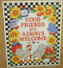 Country Sunflower Welcome Stamped Cross Stitch Dimensions Rooster Good Friends