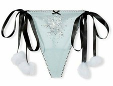 VICTORIAS SECRET DREAM ANGELS CRYSTAL SNOWFLAKE POM POM THONG PANTY XS S M L XL
