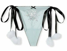 VICTORIAS SECRET DREAM ANGELS CRYSTAL SNOWFLAKE POM POM THONG PANTY XS S M L XL