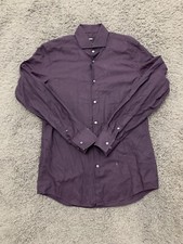 Hugo Boss Slim Fit Purple Long Sleeve Button Down Size 39 15 1/2 Cool Amazing
