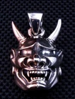 NEW ONI MASK TATTOO 925 STERLING SILVER SKULL MENS PENDANT GOTHIC BIKER CHAIN