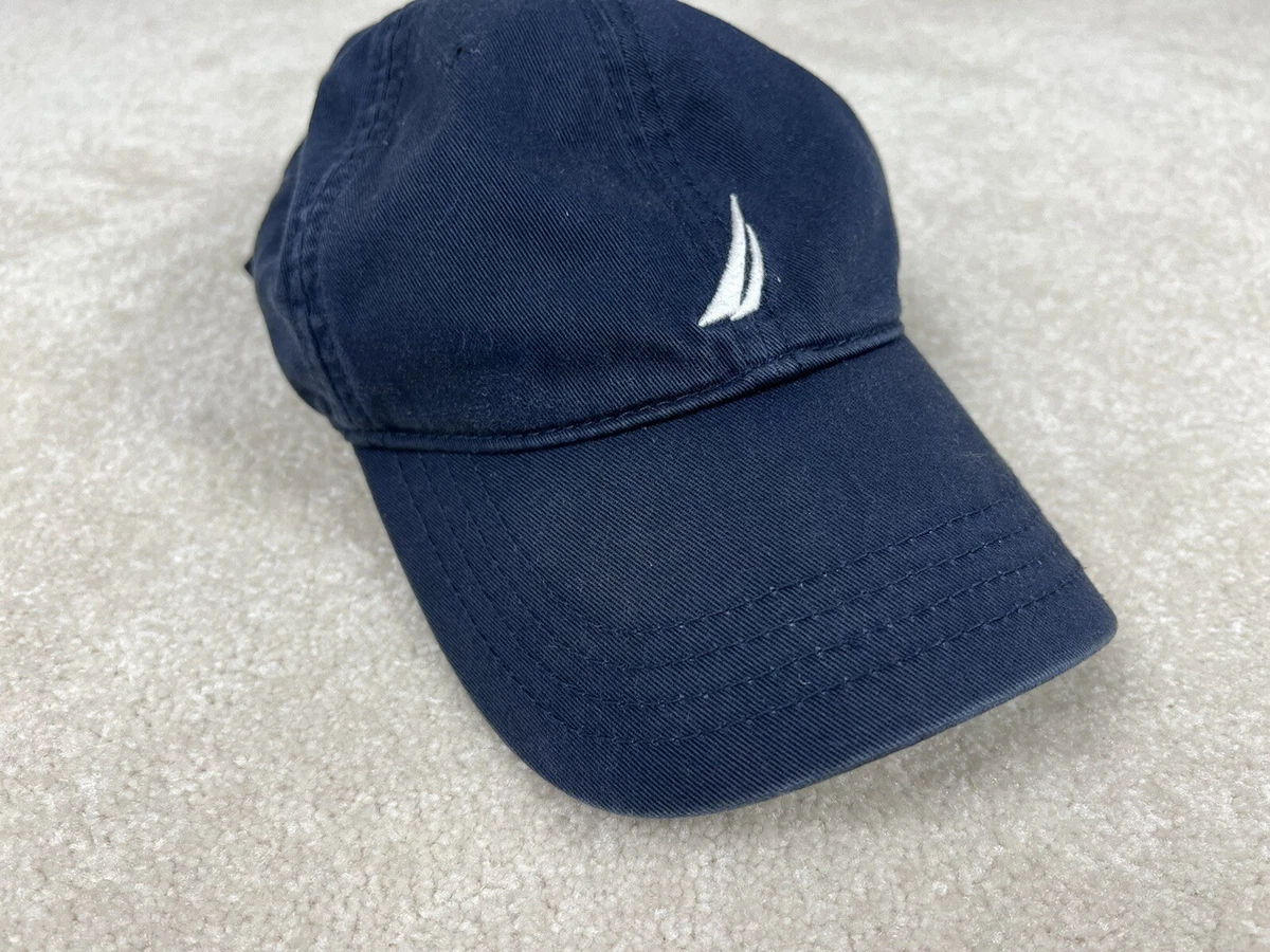 Vintage Nautica Hat Cap Mens Blue White Strap Back Cotton