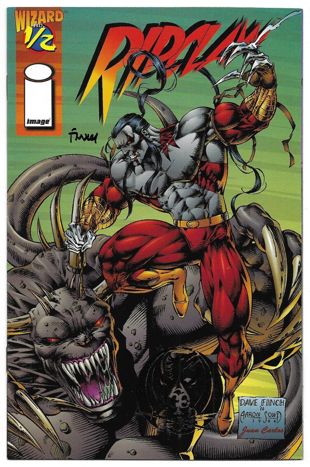 Ripclaw 1/2 Gold Foil Variant Signed David Finch Autographed Image Cyberforce