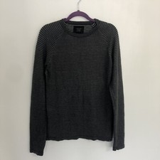 JACK  JONES Core Men Dark Gray Crewneck Long Sleeve Pullover Knit Sweater Sz M