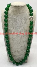 Pretty Fashion Natural 8/10/12/14mm Green Jade Gems Round Beads Necklace 16-28in