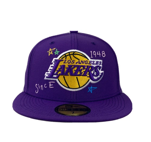 Los Angeles Lakers Scribble Collection NBA New Era 59FIFTY fitted hat purple