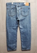 Levis 505 Jeans Mens Fits 39x31 Regular Straight Distressed Blue Denim 40x32