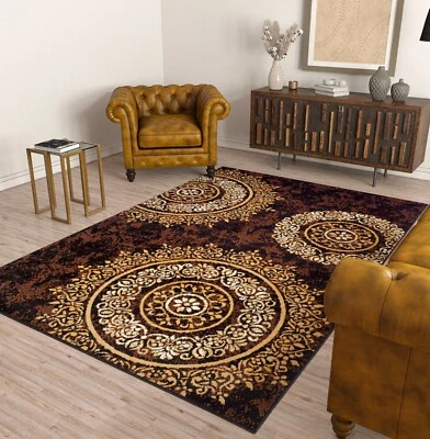 SUPER AREA RUGS Contemporary Rugs For Living Room 8x10 Abstract Brown Area Rug For Dining Carpet