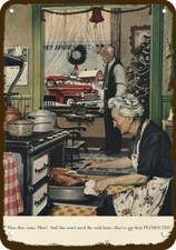 1947 Christmas Dinner & PLYMOUTH Car Vintage-Look DECORATIVE REPLICA METAL SIGN