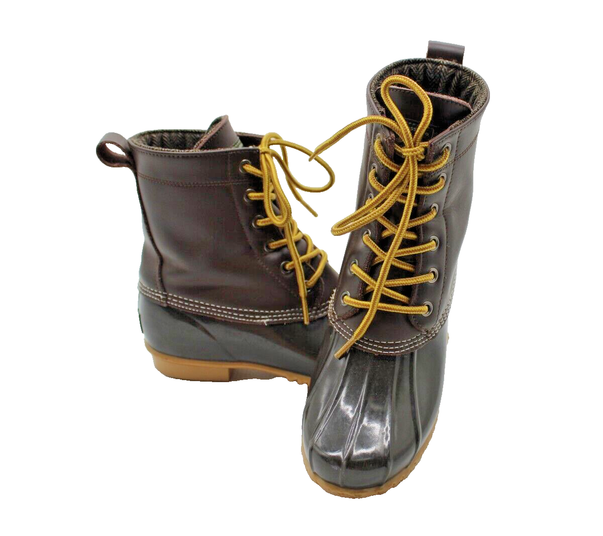 Bass Harlequin Duck Boots Brown Leather Lace Up Women