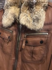 %100 Ladies Lamb Skin With Coyote Fur Leather Jacket